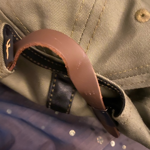 FRYE VINTAGE ARMY OLIVE GREEN LTHR COTTON Hat RARE NWOT MADE IN USA - Picture 8 of 8